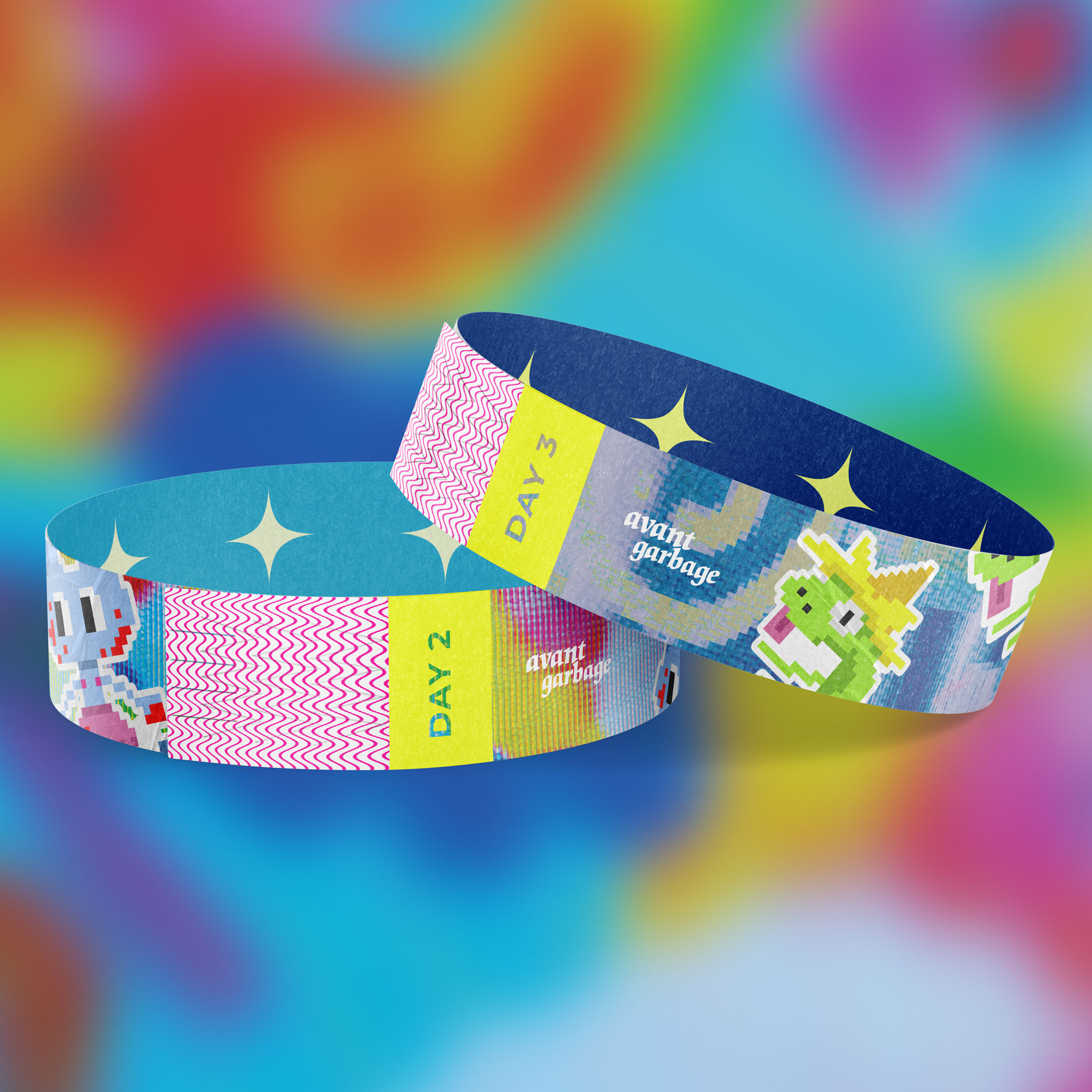 Mockup of two wristbands.